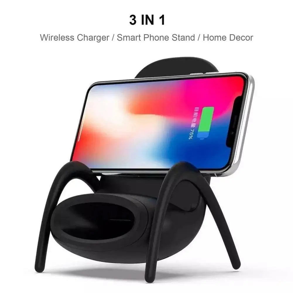 Mini Chair 15W Wireless Charger Stand | Universal Mobile Phone Holder 📱⚡